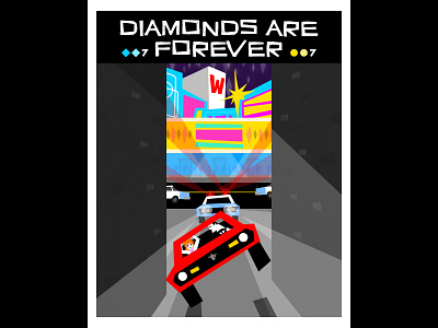 DIAMONDS ARE FOREVER 007 character design illustration james bond saul bass spy vector