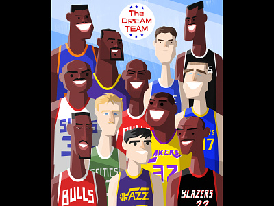 The DREAM TEAM basketball character design dream team illustration jordan magic nba vector