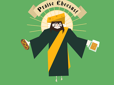 Praise Cheesus! beer brats cheesus illustration packers