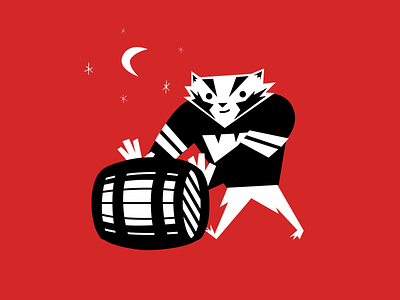 Roll Out the Barrel by the Light of the Moon bucky badger illustration madison wisconsin
