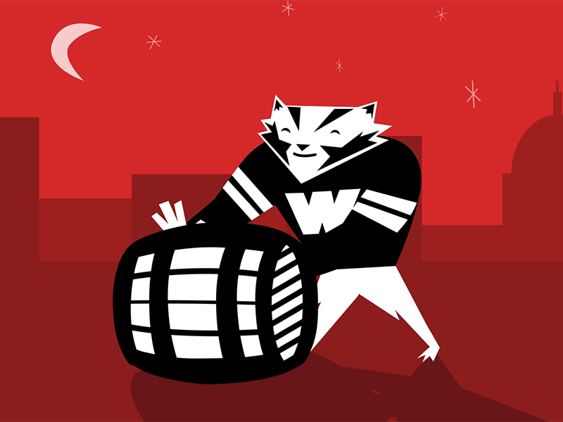 Roll Out the Barrel with Bucky Badger animation bucky badger illustration wisconsin