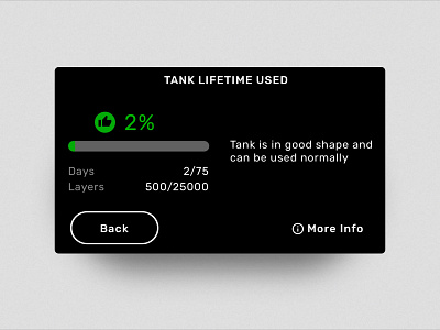 Tank Lifetime 3d printer button dark dark ui darkmode design embedded formlabs graphic icon infographic interface touchscreen ui ux