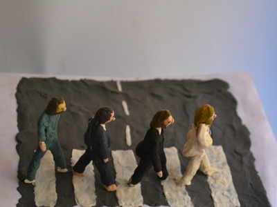 Plasticine Abbey Road Making Of abbey road beatles humor illustration modeling clay plasticine sculpted illustration