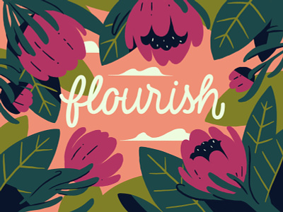 Flourish 2d branding design illustration illustrator peonies photoshop women empowerment