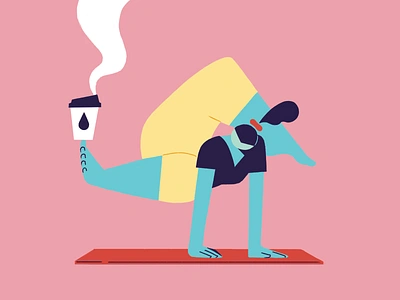 Flexibility 2d balance coffee digital design flexibility flexible gym health illustration life lockdown mental health photoshop physical quarentine routine stretch wfh workout yoga