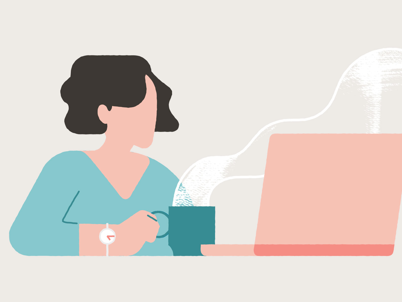 Morning Routine caffeine character coffee design generic habit illustration laptop news schedule time timepiece work
