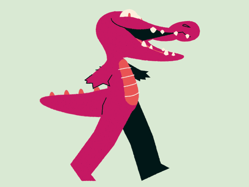 Sassy Gator 2d adobe after effects alligator character animation design gif motion walk cycle
