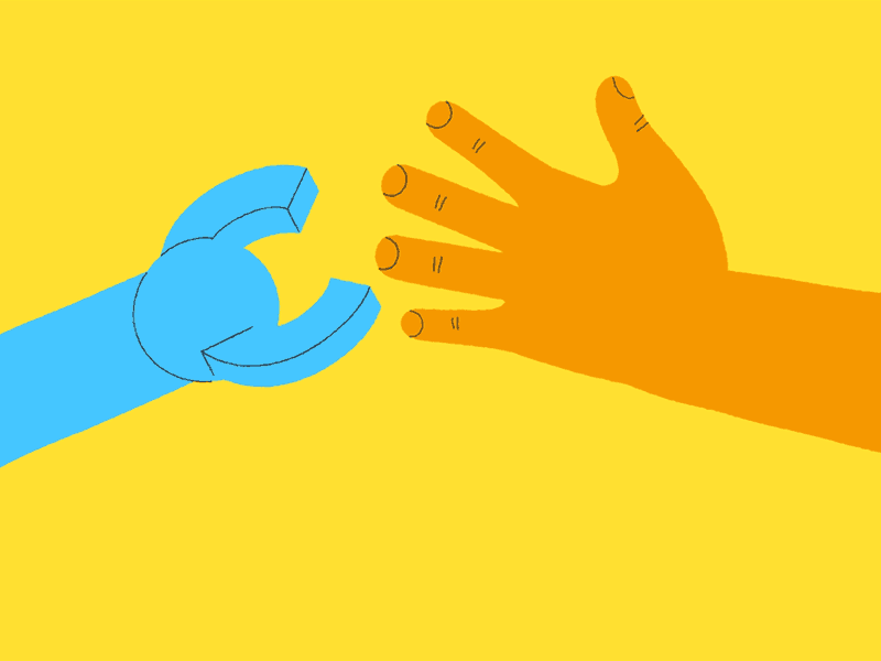 "Robo-fist bump me bro" 2d adobe after effects animate animation fist bump gif hand illustration knuckles motion motion graphics