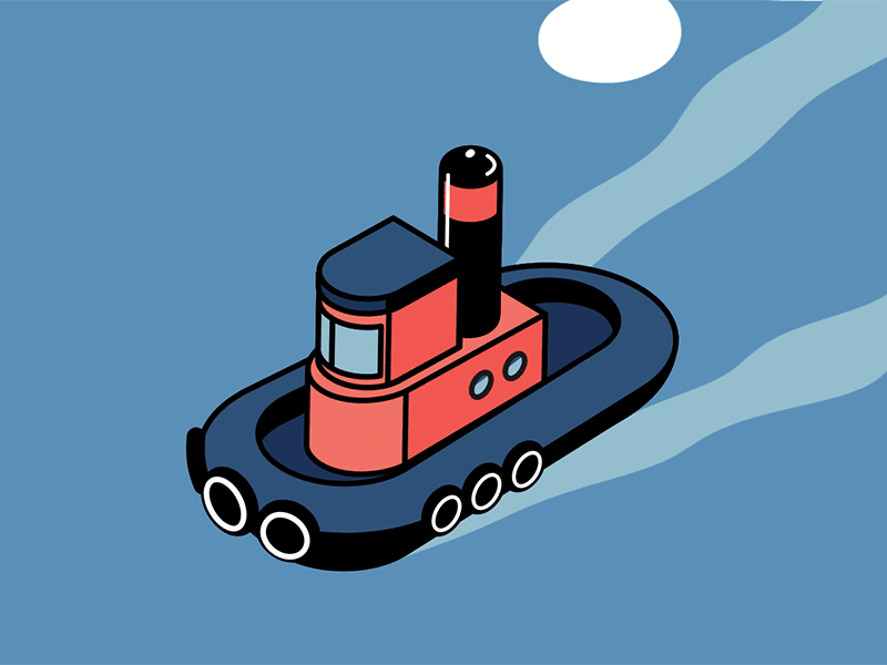 Tug Tug 2d after effects animated animation illustration isometric tugboat