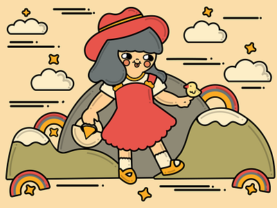 DTIYS - @thanksxu adobe illustrator character cottage cute drawing dtiys girl illustration kawaii pastels summer