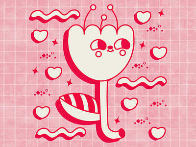 Pink Flower adobe illustrator cartoon character cute face fun illustration kawaii pastels texture