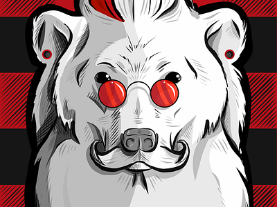 Polar Bear(d) art bear beard black digital art draw hipster illustration illustrator pattern polar bear red vector