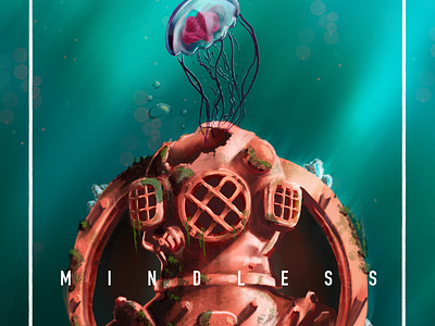 M I N D L E S S digital art digital painting diver drawing illustration ipad jellyfish marine procreate under the sea