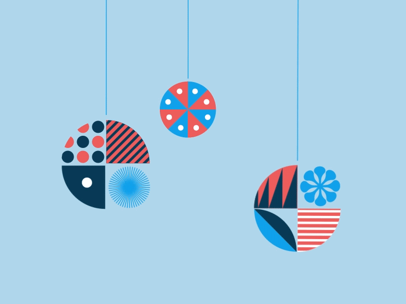 Ornaments Drop | Affirm Holiday 2d animation gif illustration