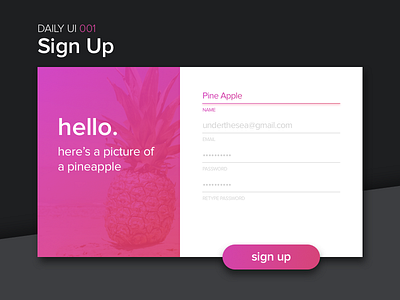Sign Up dailyui interface login pineapple sign in sign up ui ux website
