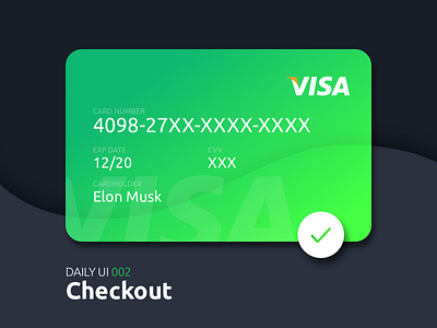 Checkout button checkout credit card dailyui shop ui ux visa