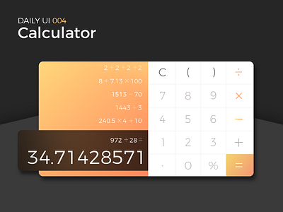 Calculator calculator dailyui data gradient numbers ui ux