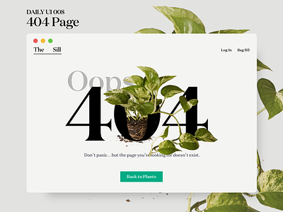 404 Page 404 dailyui error page plant web window