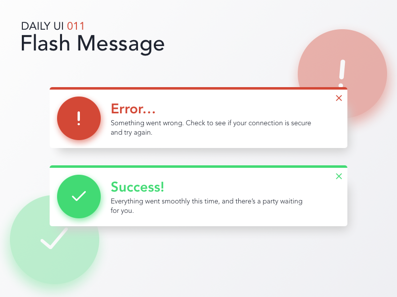 Flash Message pop up popup button ux ui flash message success message error dailyui