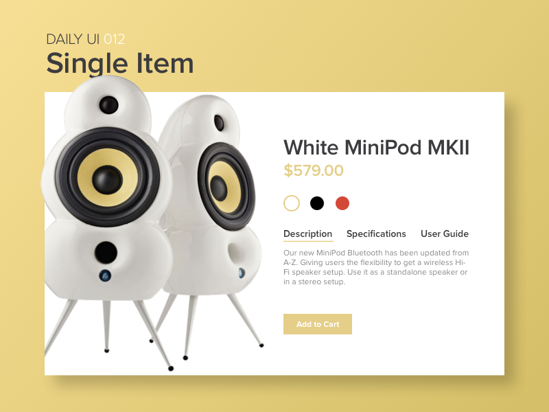 E-commerce Shop (Single Item) uiux interface ux ui web product cart speakers item buy shop dailyui