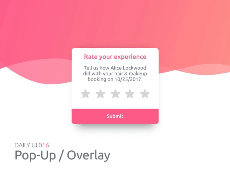 Pop-Up / Overlay animation dailyui mei overlay pop up popup rating ratings review select ui ux
