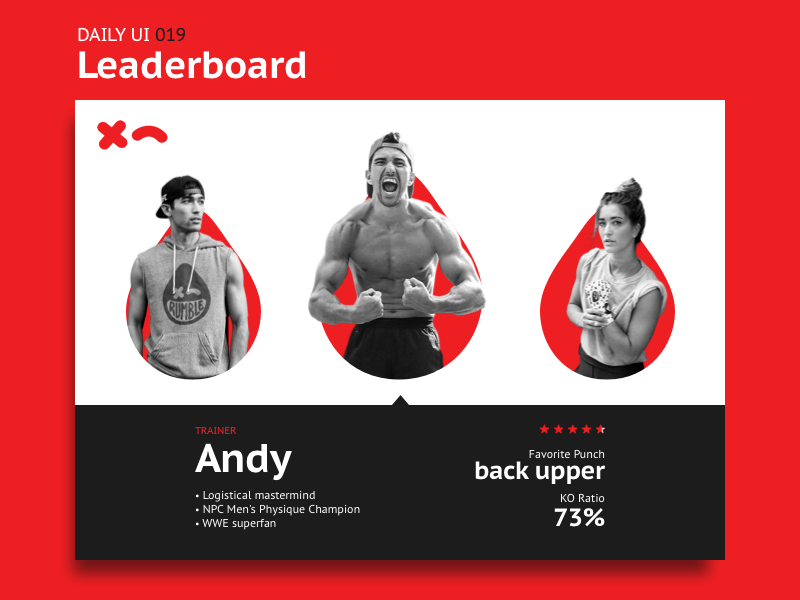 Leaderboard uiux interface ranking user profile stats boxing rumble leaderboard web dailyui