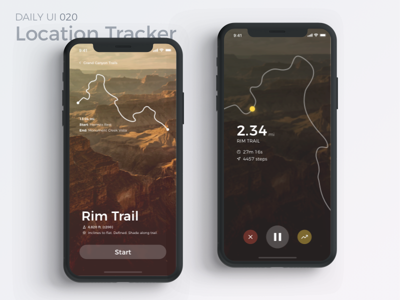 Location Tracker dailyui app map location tracker canyon fitness run workout mobile interface uiux