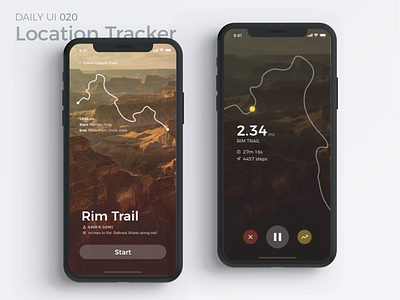 Location Tracker app canyon dailyui fitness interface location map mobile run tracker uiux workout
