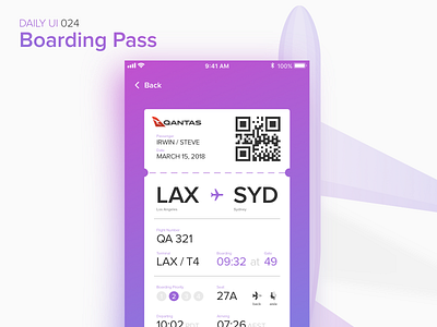 Boarding Pass app boarding pass dailyui flight interface mobile ticket ui uiux ux