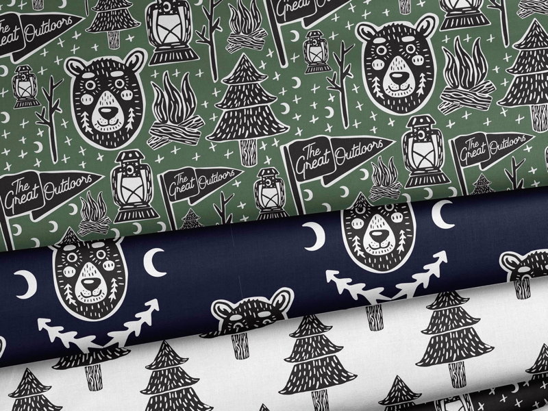 The Great Outdoors painted surface pattern design patterns trees animals outdoors nature