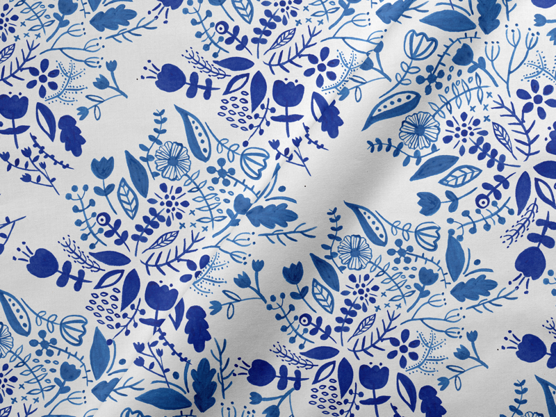 Blue Florals flora florals plants graphics illustration design surface pattern pattern floral flowers