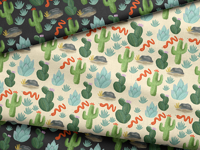 Cactus cactus desert fabric patterns plants snake succulents surfacepattern