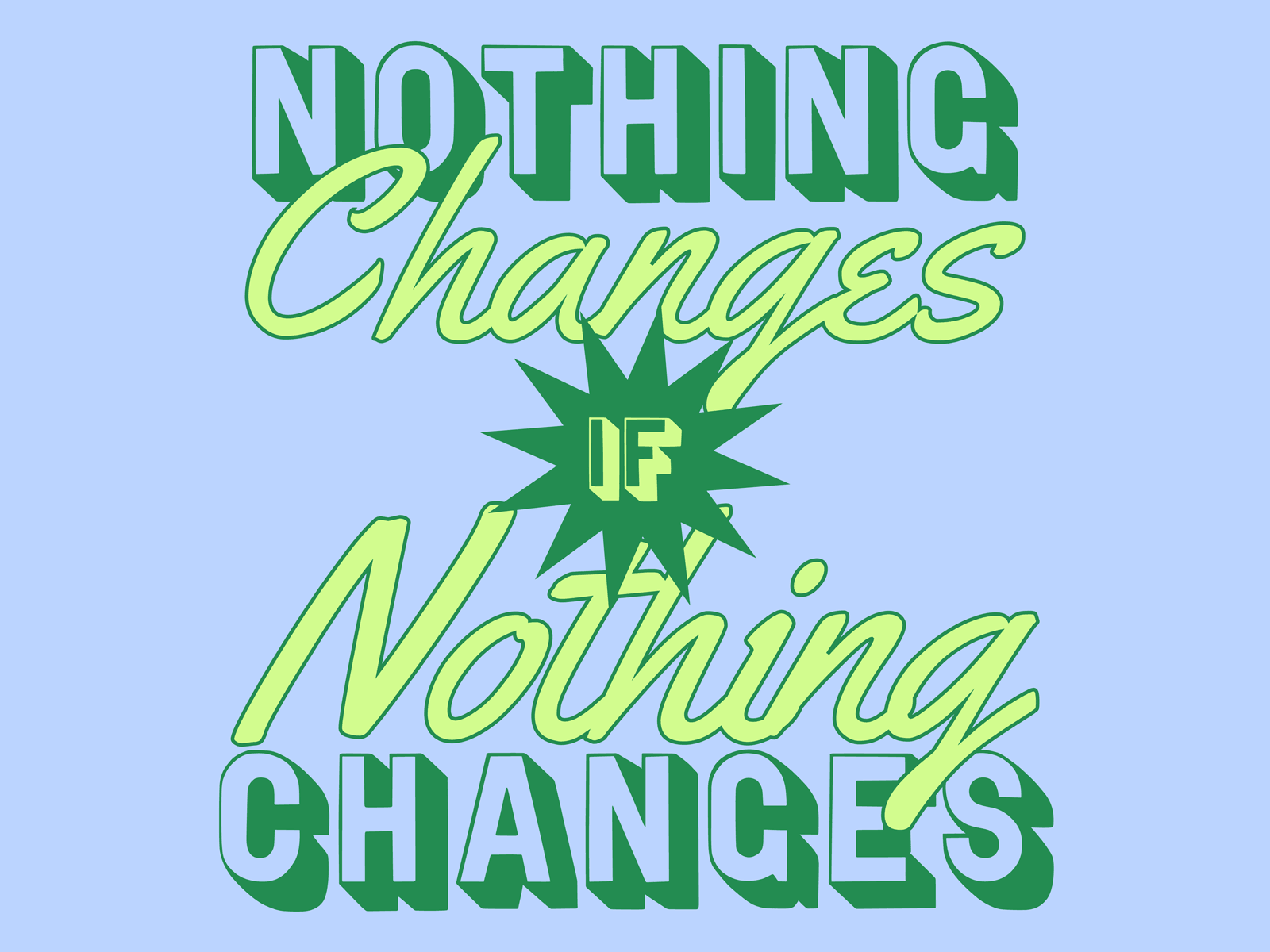 Nothing Changes If Nothing Changes activism art as activism color explorations retro font retro lettering retro type type art typogaphy typographic