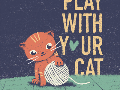 Play with your cat artwork cat cats character colors crayon drawing illustration play wool