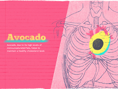 Avocado for your heart art avocado cholesterol collage collage art colors digital art digital collage fruit graphic heart illustration vintage