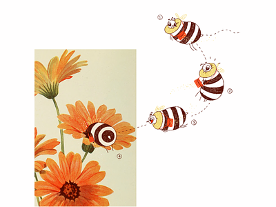 Bumblebee bee bumblebee character collage colors drawing flower illustration nature
