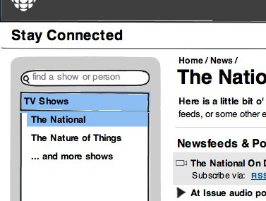 Stay Connected cbc rss tv wireframe