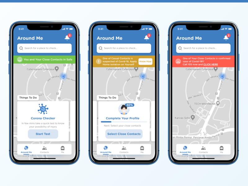 De Corona - COVID-19 App - Home app around clean covid 19 covid19 health map mobile mobile ui search things to do ui ux
