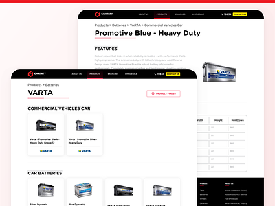 GHATATY Website - Brand / Product Page battery brand car category page product specification tires ui ux web web design website website design