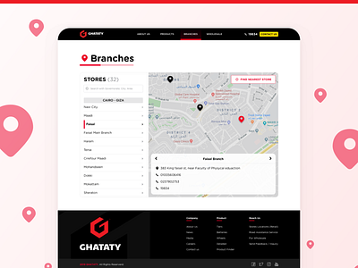 GHATATY Website - Branches Page branch branches finder location locator map navigate stores tires ui ux web web design website