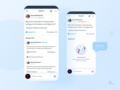 Questions - Study Group - Social Learning Platform answer app edtech education group learn learning mobile mobile ui question reply social learning student teacher thank ui upvote ux