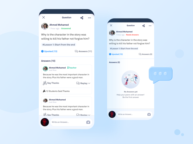 Questions - Study Group - Social Learning Platform answer app edtech education group learn learning mobile mobile ui question reply social learning student teacher thank ui upvote ux