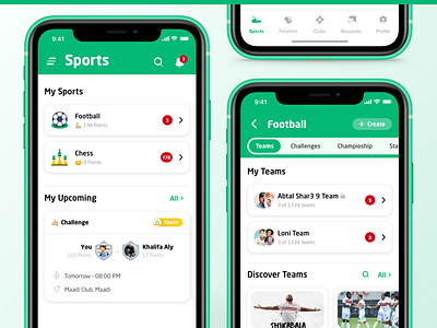 Social Sports App ⚽️Home, Upcoming, Sport, Tab bar app challenge championship competition entrepreneurship mobile mobile ui sport sports ui ux wash