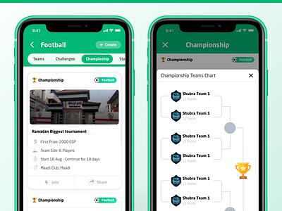 Social Sports App ⚽️Championship app challenge championship design mobile mobile ui sport team ui ux