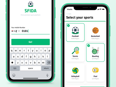 Social Sports App ⚽️ Joining flow - Sign up - Start app join joining mobile mobile ui select sign up signup sport sports start ui ux