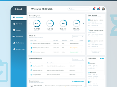 Teacher Dashboard - Learning Management System (Coligo)