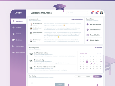 School Admin Dashboard - Learning Management System (Coligo)