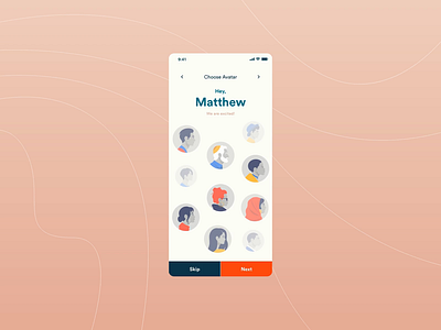 Avatar Selection - Onboarding Concept adobexd uiux uidesign appdesign animation avatar illustration mobile app onboarding screen prototype uidesigner