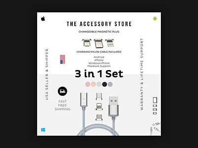 Charging Nylon Cable 3 In 1 Set