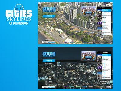 Cities: Skylines - UI Redesign (Main Menu) game ui main menu redesign ui ux